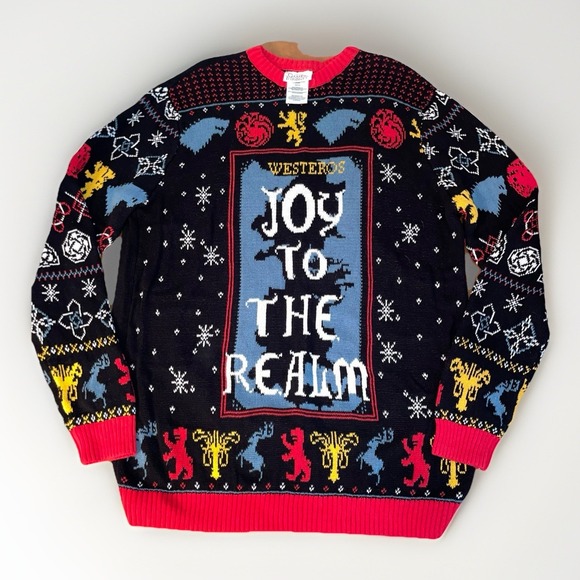 Game Of Thrones "Ugly" Christmas Sweater "Joy To The Realm" Crew Neck Size: XL - Picture 1 of 7